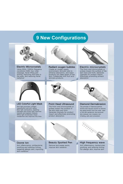 anka lazer 18+1 Hydrafacial Cilt Bakım Cihazı Multi Fonksiyonlu Led Terapili - Resim 3