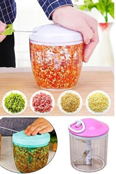 5 Bıçaklı Ipli El Rondosu Pratik Sebze Doğrayıcı (5250) - 3