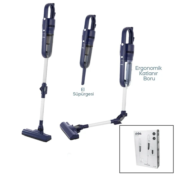 SİNBO SVC-8625 DİKEY ELEKTRİKLİ PRATİK SÜPÜRGE ERGOMİK KATLANABİLİR BORU - ESNEK HAREKET 600W MOTOR - 3 HEPA FİLTRE (5250)