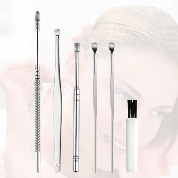 6 Parça Paslanmaz Çelik Kulak Balmumu Toplayıcı Çıkarıcı Temizleyici Bakımı Çubuk Seti (5250) - 4