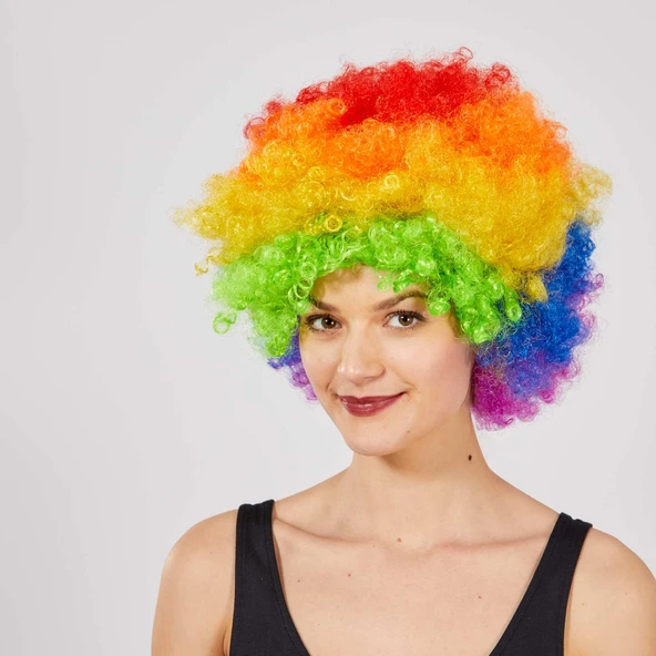 Rengarenk Kıvırcık Afro Bonus Peruk (5250) - 3