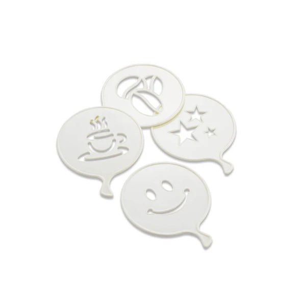 4 PCS SÜSLEME ŞABLONU PLASTİK KAHVE FİNCAN - YILDIZ - GÜLEN YÜZ - PALYAÇO (5250)