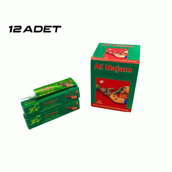 12 ADET AL NAJAM KIRMIZI TÜP KINA 30GR (5250) - 2