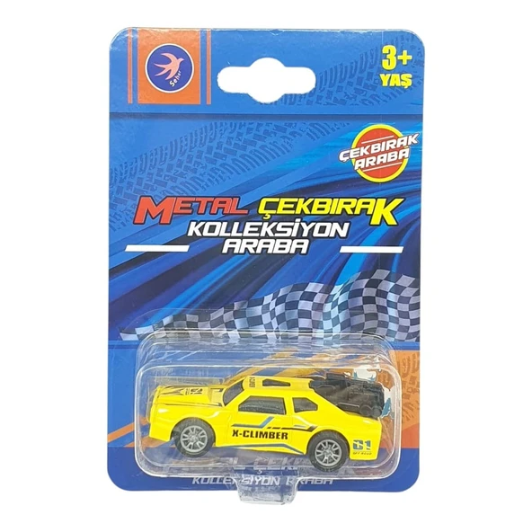 Çek Bırak Metal Küçük Arabalar 8 cm - SH40031 - Sarı - Resim 5