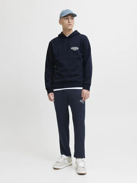 Jack Jones Mokoto Kapüşonlu Logo Regular Fit Erkek Sweat 12278606 - Resim 3