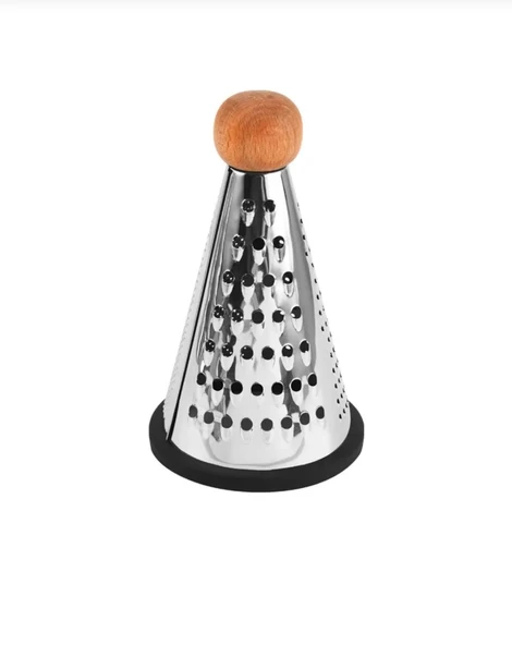 Ahşap Saplı Paslanmaz Çelik Çok Fonksiyonlu Silikon Tabanlı Konik Rende - 20 CM - 3