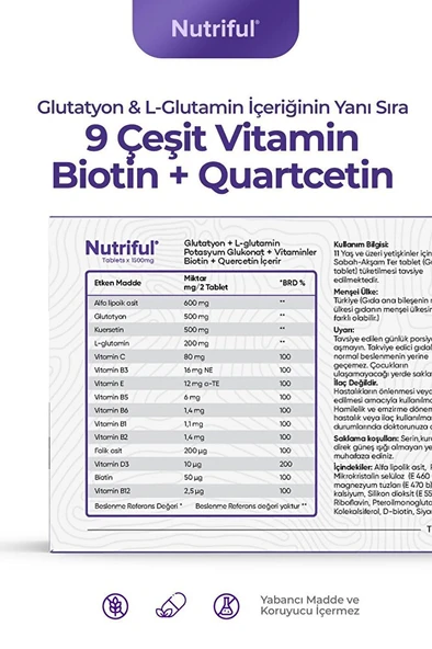 Nutriful Glutawell Glutatyon Ve L-glutamin Içeren 30 Tablet - Resim 2