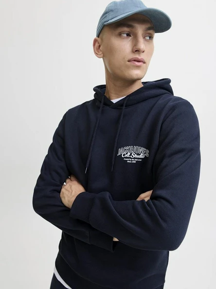 Jack Jones Mokoto Kapüşonlu Logo Regular Fit Erkek Sweat 12278606 - Resim 2