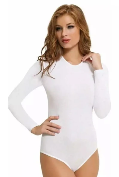 6 Adet Anıt Bayan Likralı Uzun Kollu Çıtçıtlı Body 4058 - Resim 2