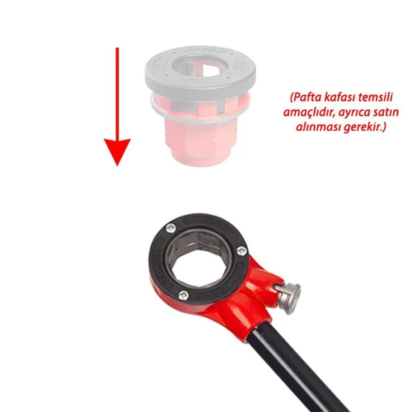 Manuel Diş Açma Pafta Kafası Tutucu 11/4" Boru Yedek Kolu Uzun Sap Çek Çevir Bırak Sağa Sola Dönerli - Resim 4