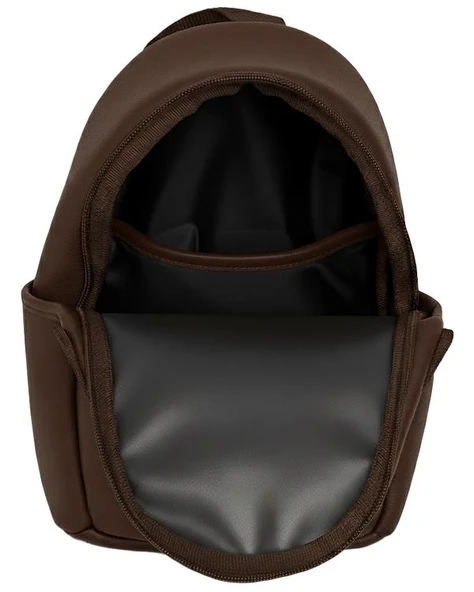 Yuga Suni Deri Dört Gözlü Sırt Çantası Kahverengi - Resim 4