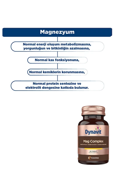 Dynavit Mag Complex 200mg Magnezyum Kompleks 3lü Form (Malat-Sitrat-Bisglisinat) 60 Tab - Magnesium Complex - Resim 4