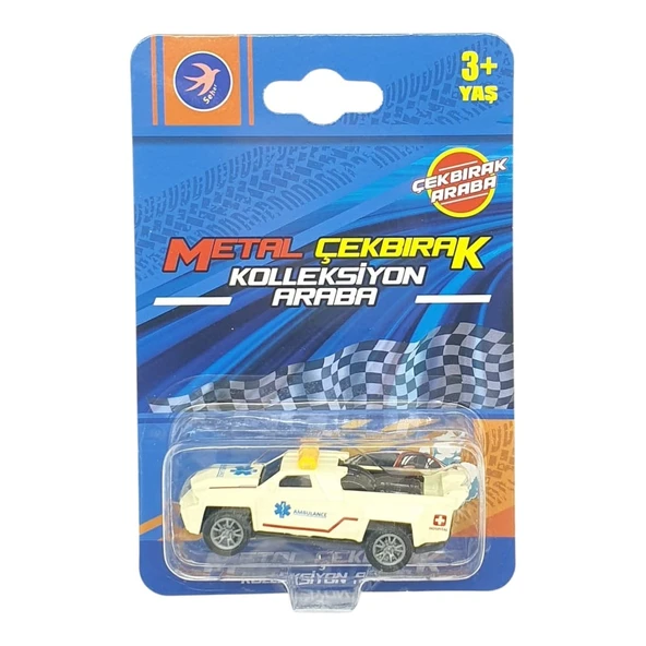 Çek Bırak Metal Küçük Arabalar 8 cm - SH40031 - Ambulans Arabası - Resim 5