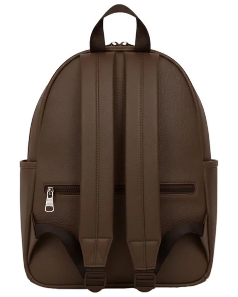 Yuga Suni Deri Dört Gözlü Sırt Çantası Kahverengi - Resim 2