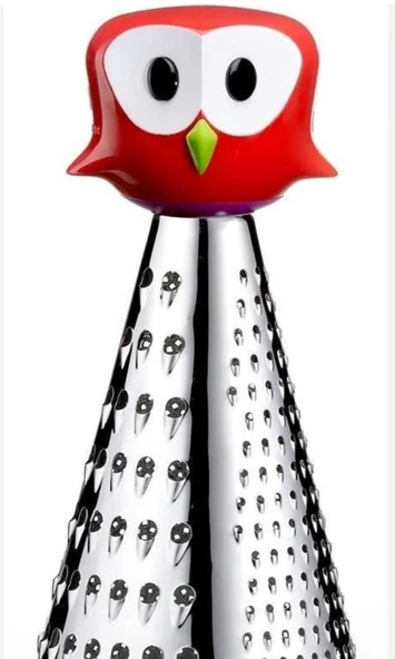 porselen baykuş başlı paslanmaz rende kırmızı - 3