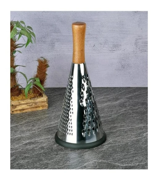 Ahşap Tutuculu 3 Taraflı Paslanmaz Çelik Lüks Şef Rendesi - 2