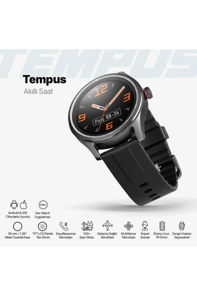 Ttec Tempus 35mm TFT Ekranlı Yuvarlak Metal Kasa Akıllı Saat VİTRİN - Resim 2