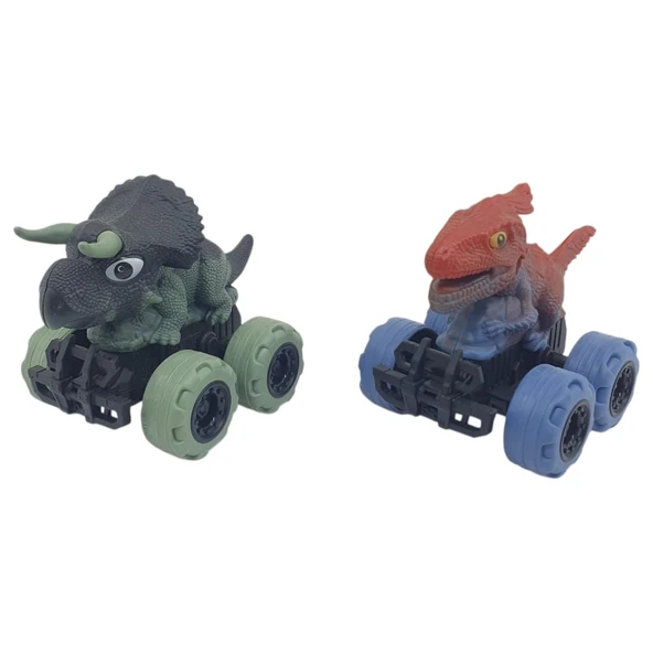 Sürtmeli Dinazor Arabalar 2'li - 12 cm - Triceratops & Parasaurolophus ürün görseli