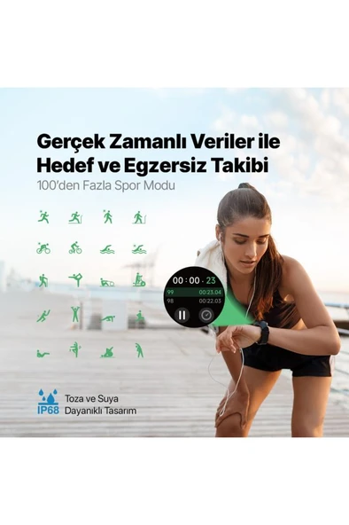 Ttec Tempus 35mm TFT Ekranlı Yuvarlak Metal Kasa Akıllı Saat VİTRİN - Resim 6