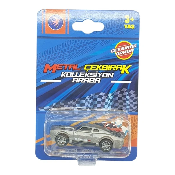Çek Bırak Metal Küçük Arabalar 8 cm - SH40031 - Gri - Resim 5