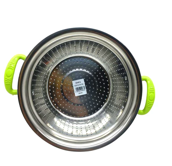 PLASTİK RENKLİ KULP METAL SEPET SÜZGEÇ 26CM. (5250)