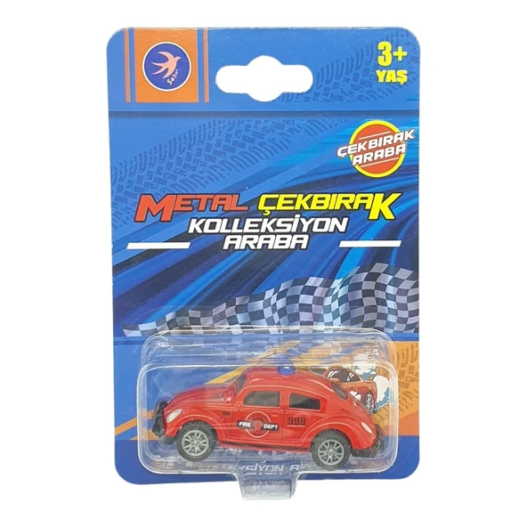 Çek Bırak Metal Küçük Arabalar 8 cm - SH40031 - İtfaiye Vosvos - Resim 5