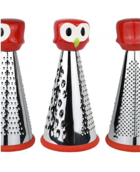 porselen baykuş başlı paslanmaz rende kırmızı - 2