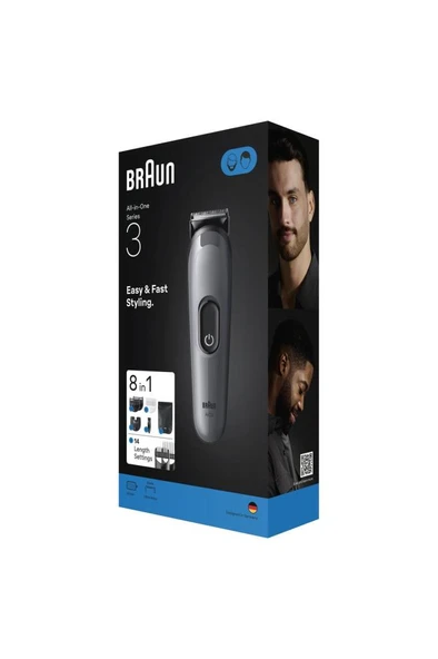 Braun  AIO3540 Hepsi Bir Arada Series 3, 8’i 1 arada Tıraş Kiti, Keskin Bıçak, 14 Uzunluk - 8
