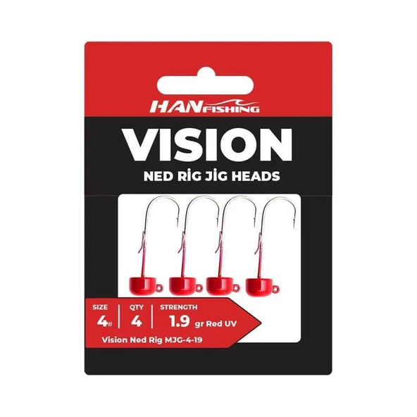 Hanfish Vision Ned Rig Red Uv Jighead - Resim 2