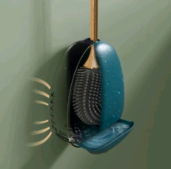 DUVARA MONTE YAPIŞKANLI YEŞİL RENK TUVALET FIRÇASI - 5