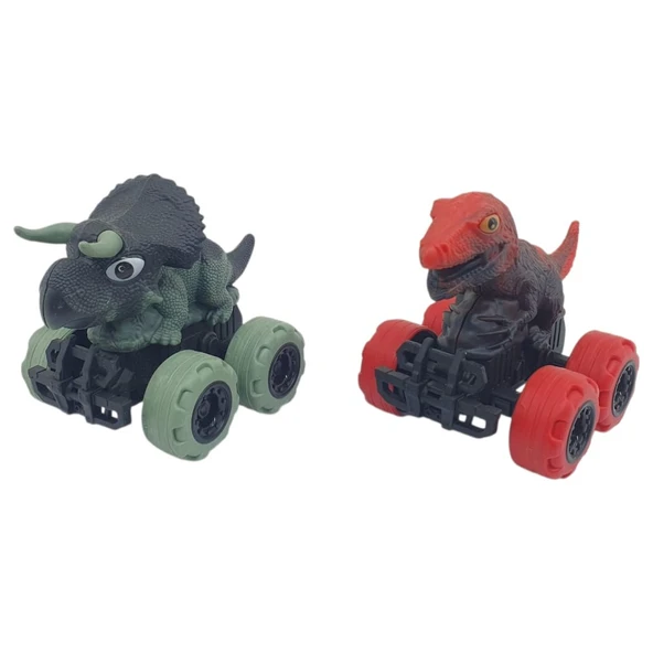 Sürtmeli Dinazor Arabalar 2'li - 12 cm - Triceratops & Trex ürün görseli