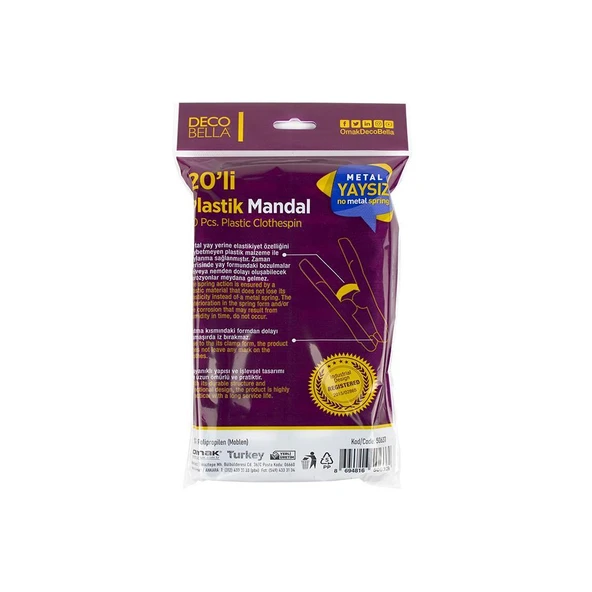 DecoBella Plastik Mandal 20li Paket ürün görseli 1