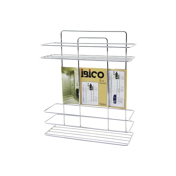 2 KATLI - DİKDÖRTGEN KROM METAL BANYO KÖŞELİK - DUŞKABİN RAF - ŞAMPUANLIK (5250)