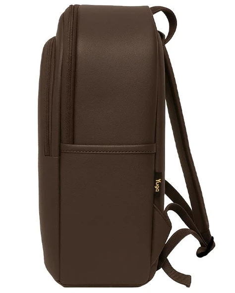 Yuga Suni Deri Dört Gözlü Sırt Çantası Kahverengi - Resim 3