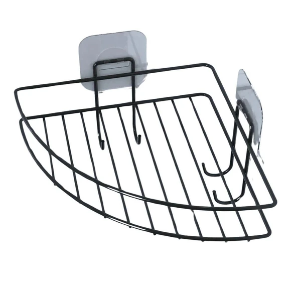 Yapışkanlı Banyo Köşeliği Kancalı Köşe Rafı Duş Şampuanlık Duvar Düzenleyici Organizer Raf (5250) - 4