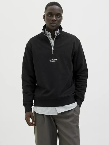 Jack Jones Soho Relax Fit Yaka Fermuarlı Erkek Sweat 12278793 - Resim 4