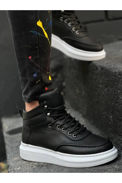 aradimtaradim KB-0994 Kuback Siyah Cilt Yüksek Taban Erkek Bilek Bot - Resim 3