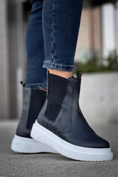 aradimtaradim KB-0992 Kuback Siyah Cilt Yüksek Taban Lastikli Erkek Bot - Resim 2