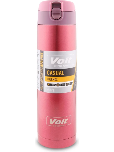 Voit Casual Termos 450ml Paslanmaz Çelik Pembe ürün görseli
