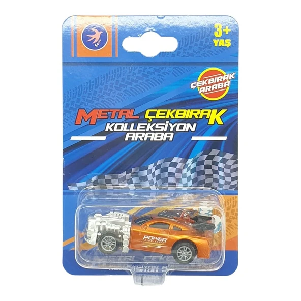 Çek Bırak Metal Küçük Arabalar 8 cm - SH40031 - Turuncu - 5