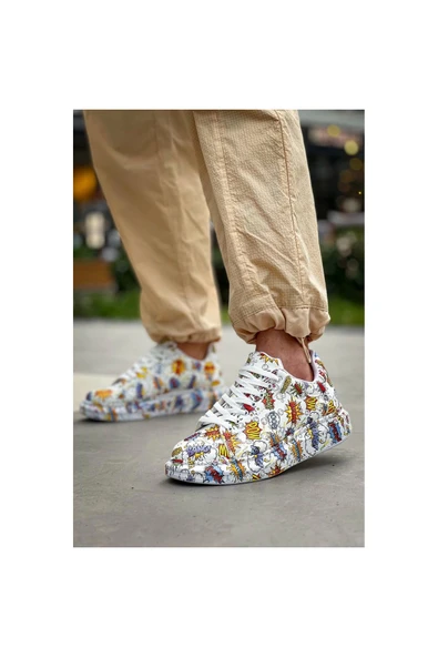 POLEXP gl00my Beyaz Boom Bağcıklı Erkek Günlük Ayakkabı ürün görseli 1