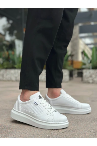 Arda BA0423 BOA Kalın Yüksek Taban Beyaz Bağcıklı Spor Erkek Ayakkabı - Resim 2