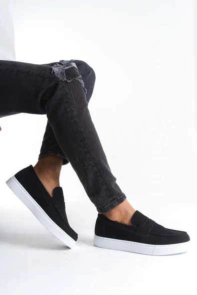 Arda Erkek AyakkabıSLW180 Estilo X Bağcıksız Süet Erkek Günlük Spor Klasik Ayakkabı SBT - Siyah - Resim 3