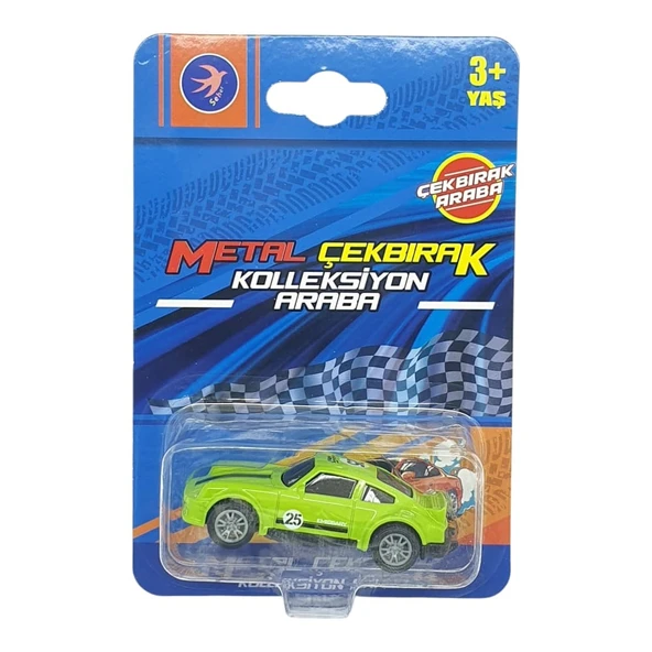 Çek Bırak Metal Küçük Arabalar 8 cm - SH40031 - Açık Yeşil - 5