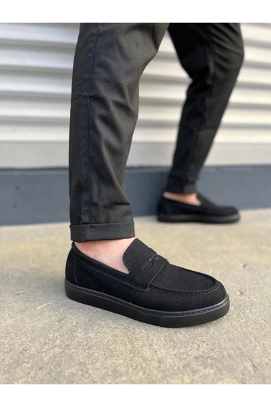 Joy Ayakkabı JY180 Estilo X Bağcıksız Süet Erkek Günlük Spor Klasik Ayakkabı SST - Siyah ürün görseli 1