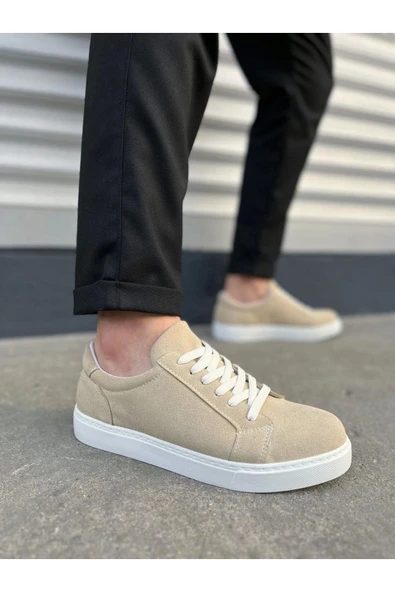 Joy Ayakkabı JY165 Elite Bağcıklı Süet Erkek Günlük Sneaker Ayakkabı SBT - Krem ürün görseli 1