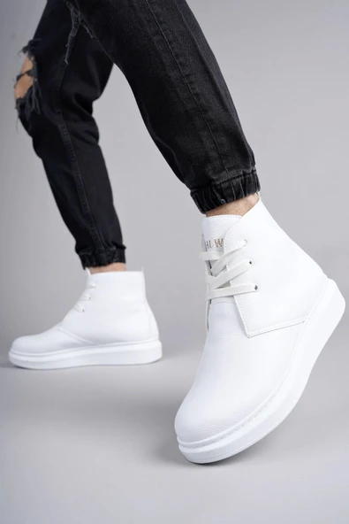 aradimtaradim SLW207 Oslo Bağcıklı Cilt Erkek Günlük Spor Bot BT - Beyaz ürün görseli 1