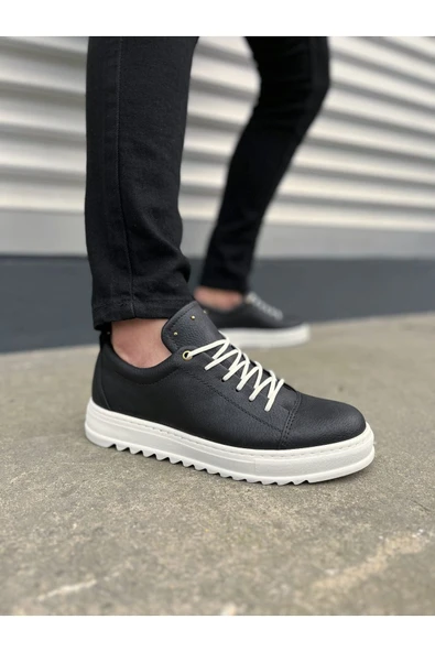 Joy Ayakkabı JY152 Cool Bağcıklı Cilt Erkek Günlük Spor Klasik Ayakkabı CBT - Siyah ürün görseli 1