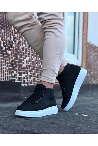 yeni Wagoon WG032 Siyah Bağcıklı Sneakers Yarım Bilek Bot - Resim 2