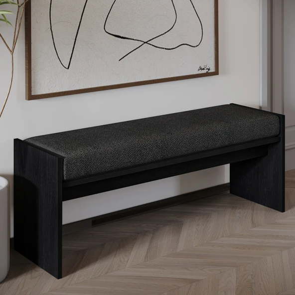 Pearl Bench – Modern Tasarım Antre, Mutfak, Yatak Odası, Balkon Oturma Bankı, Kolay Kurulum, Ahşap Siyah